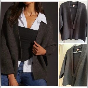 NWOT. Pilcro Anthropology Charcoal Black  Open Front Cardigan